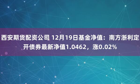 西安期货配资公司 12月19日基金净值：南方浙利定开债券最新净值1.0462，涨0.02%