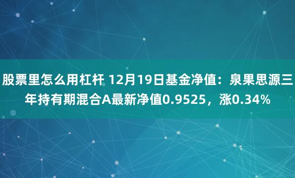 股票里怎么用杠杆 12月19日基金净值：泉果思源三年持有期混合A最新净值0.9525，涨0.34%