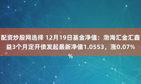 配资炒股网选择 12月19日基金净值：渤海汇金汇鑫益3个月定开债发起最新净值1.0553，涨0.07%