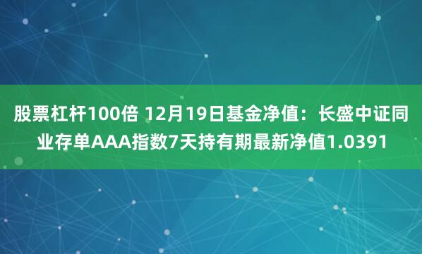 股票杠杆100倍 12月19日基金净值：长盛中证同业存单AAA指数7天持有期最新净值1.0391