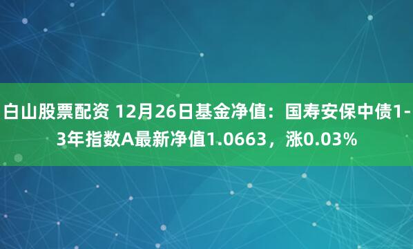 白山股票配资 12月26日基金净值：国寿安保中债1-3年指数A最新净值1.0663，涨0.03%