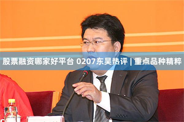 股票融资哪家好平台 0207东吴热评 | 重点品种精粹