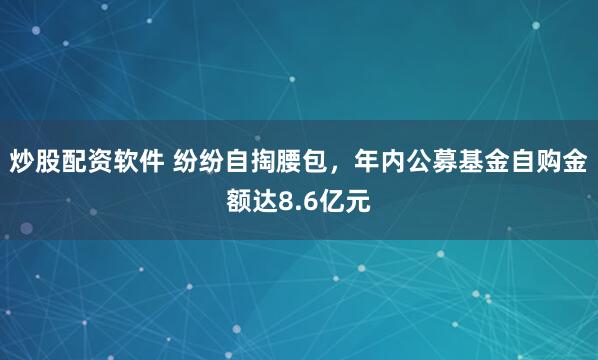 炒股配资软件 纷纷自掏腰包，年内公募基金自购金额达8.6亿元