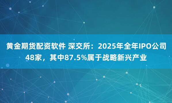 黄金期货配资软件 深交所:2025年全年IPO公司48家,其中87.5%属于战略新兴产业